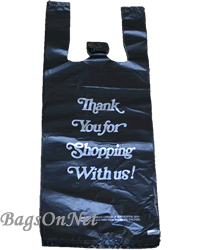 Small Black Thank you Plastic Shopping Bags - 50K