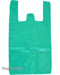 Medium Size Green Color Plastic Shopping Bags - Packed 1000 Per Box - BagsOnNet