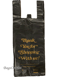Medium Black Thank you Plastic Shopping Bags,Heavy