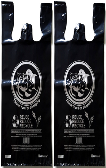 Reusable 3 MIL 1-Bottle Black Dolphin Printed Bag