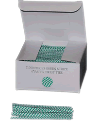 Green Stripes Paper Twist Ties