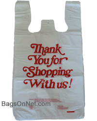 White Thank You Plastic Shopping Bags, Heavy