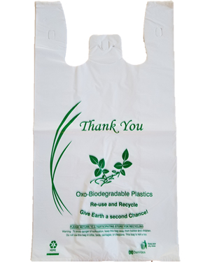 Large  Oxo-Biodegradable White Shopping Bags