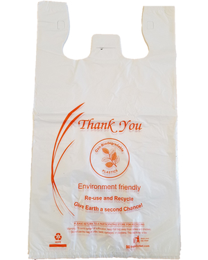 Large Oxo-Biodegradable White Shopping Bags 25K