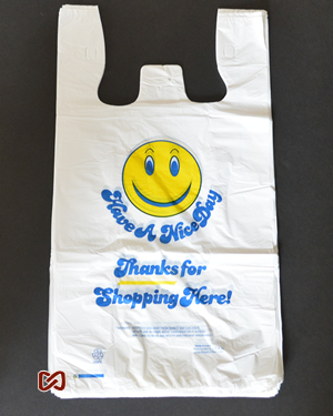 Large, White, Smiley,12"Wx6"Dx22"H, Shopping Bags