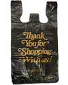 Small Black Thank you Plastic Shopping Bags