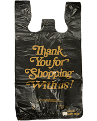 Black Thank you Plastic Shopping Bags - Large 700