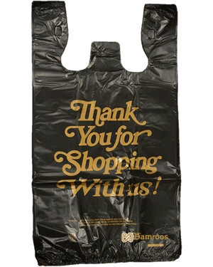 Small Black Thank you Plastic Shopping Bags,1K