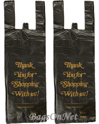 Small Black Thank you Plastic Shopping Bags - 50K