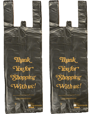 Small Black Thank you Plastic Shopping Bags