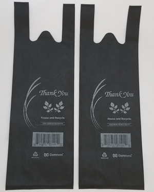 Single Bottle, Black, Reusable Non-woven PP Bags