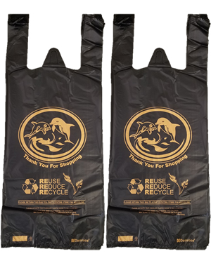 Two Bottle Black Dolphin Printed Plastic Bags, 1K