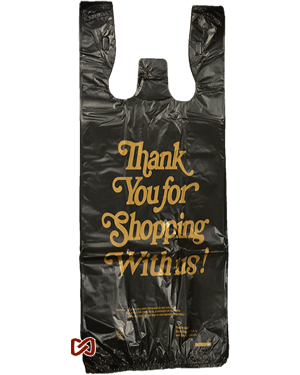 Two Bottle Black Thank you Plastic Shopping Bags