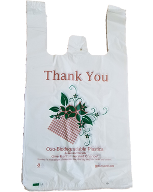 Oxo-Biodegradable White Shopping Bags, 1K/Cs