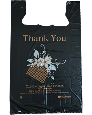 Medium Black Oxo Biodegradable Plastic Bags, 1K/Cs