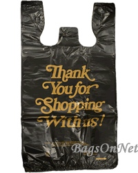 Medium Black Thank you Plastic Shopping Bags 50K