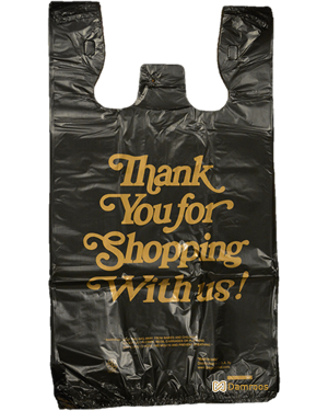 Black, 10"Wx6"Dx18"H, Thank you Shopping Bags, 1K