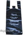 Single Bottle Black Thank you Plastic Shopping Bag