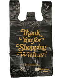 Small Black Thank you Plastic Shopping Bags,1K