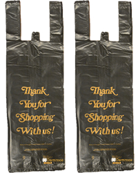 Single Bottle Black Thank you Plastic Shopping Bag