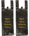 Small Black Thank you Plastic Shopping Bags - 50K