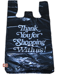 Black Thank You Plastic Shopping Bags - Large