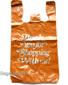 Rustic Orange Plastic Shopping Bags, Thank You